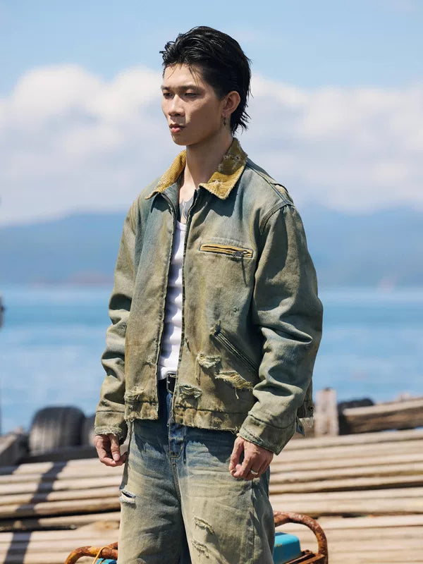 Distressed Washed Denim Jacket 2