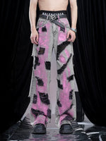 Distressed Washed Graffiti Straight Leg Pants 3