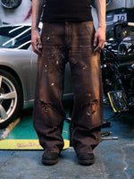Distressed Washed Knee-Patch Logging Pants 1