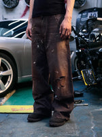 Distressed Washed Knee-Patch Logging Pants 2