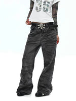 Distressed Washed Loose Flared Denim Pants 3