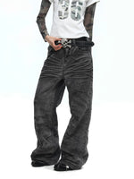 Distressed Washed Loose Flared Denim Pants 5
