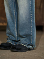 Distressed Washed Loose Straight Leg Jeans Pants 4