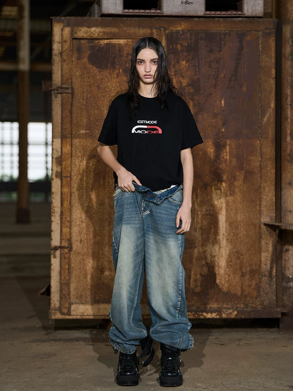 Distressed Washed Loose Straight Leg Jeans Pants 5