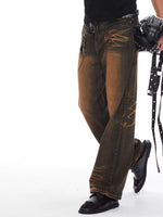 Distressed Washed Wide-Leg Jeans 1