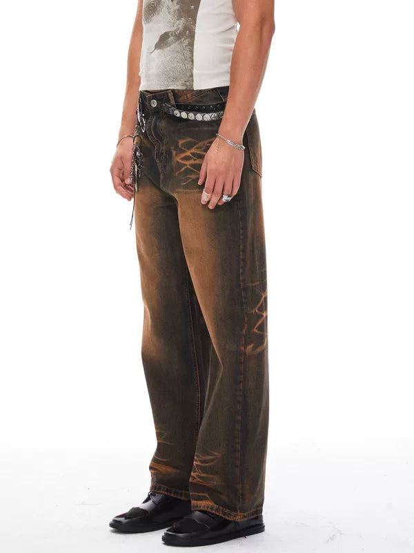 Distressed Washed Wide-Leg Jeans 4