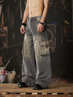 Distressed Wide Leg Cargo Jeans Pants 2