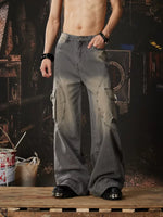 Distressed Wide Leg Cargo Jeans Pants 4