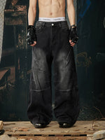 Distressed Wide Leg Deconstructed Denim Pants 1