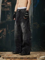 Distressed Wide Leg Deconstructed Denim Pants 2