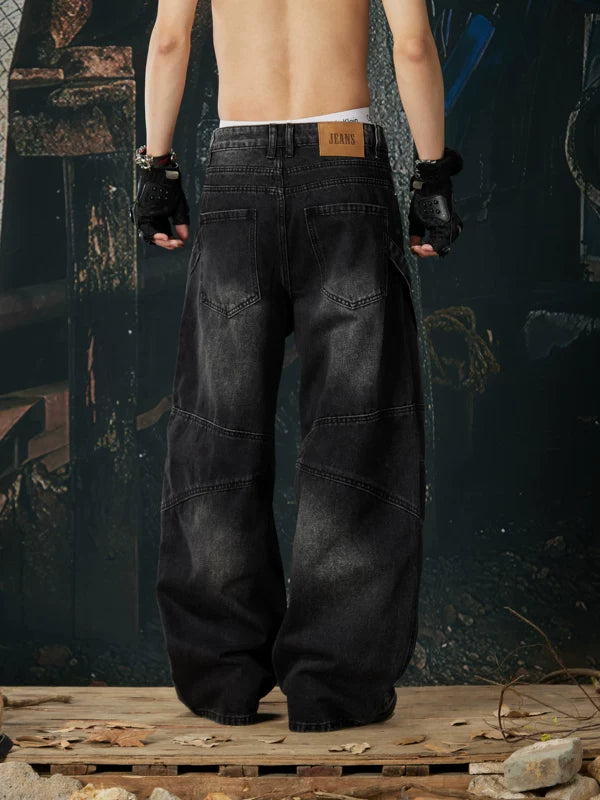 Distressed Wide Leg Deconstructed Denim Pants 3