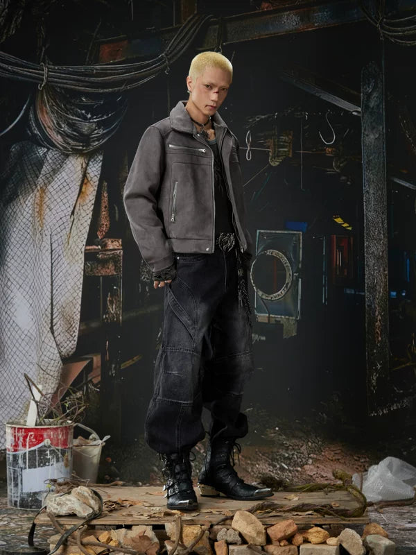 Distressed Wide Leg Deconstructed Denim Pants 5