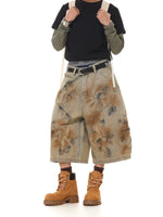 Distressed Wide-Leg Denim Capri Pants 1
