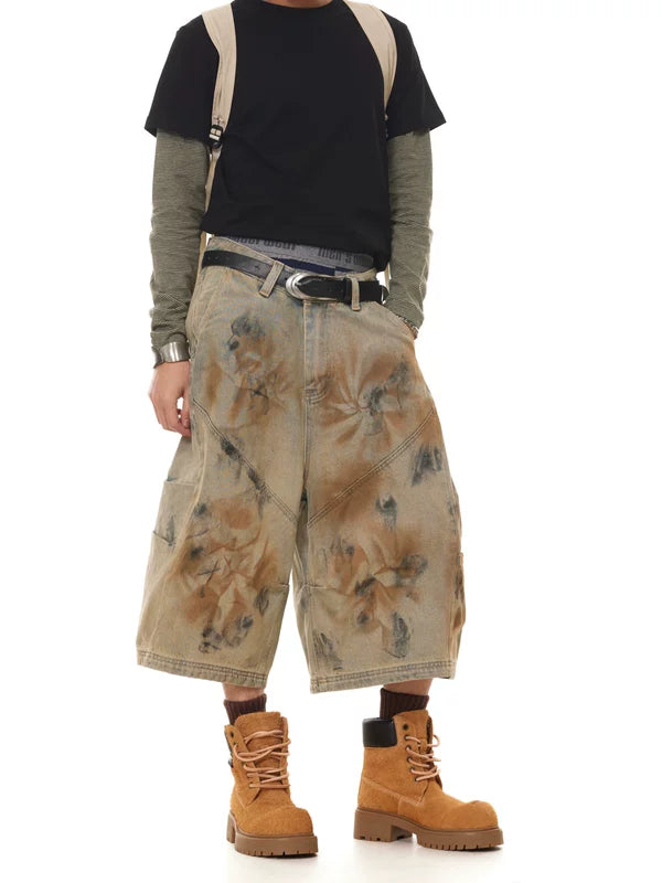Distressed Wide-Leg Denim Capri Pants 2