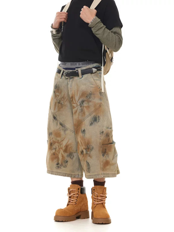 Distressed Wide-Leg Denim Capri Pants 3