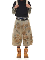 Distressed Wide-Leg Denim Capri Pants 4