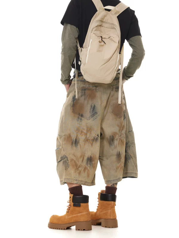Distressed Wide-Leg Denim Capri Pants 5