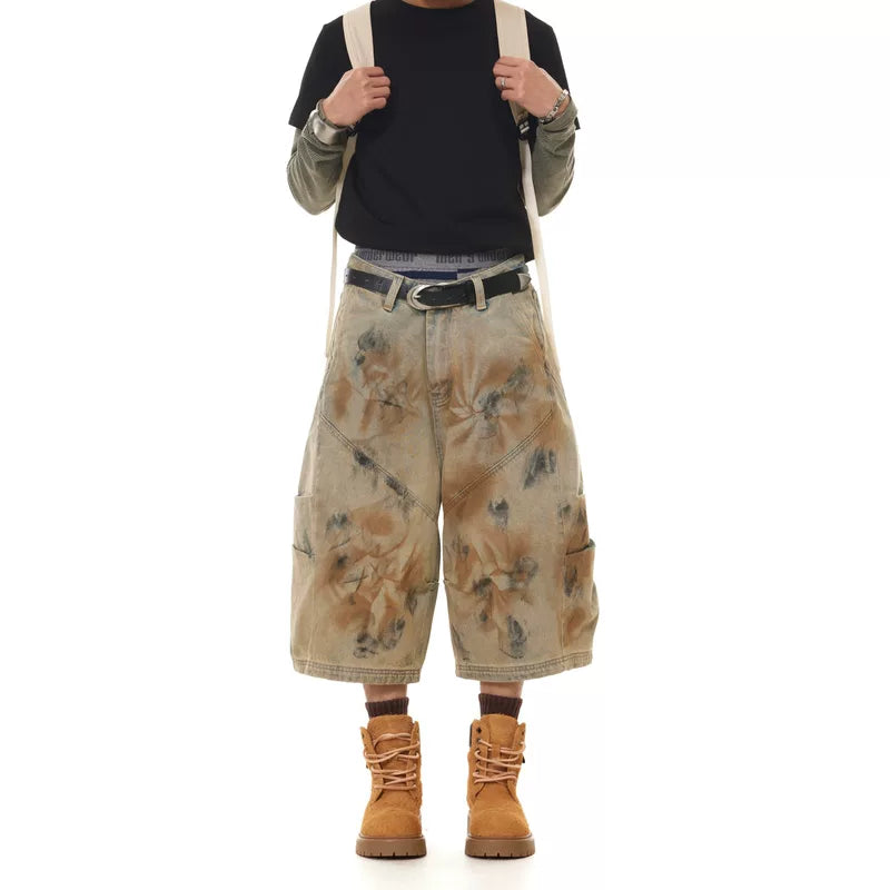 5759222128744,5759222128745,5759222128746,5759222128747, Distressed Wide-Leg Denim Capri Pants