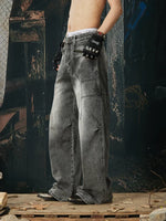 Distressed Wide Leg Denim Pants 2