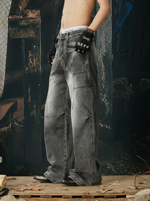 Distressed Wide Leg Denim Pants 2
