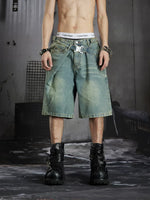 Distressed Wide-Leg Denim Shorts 1