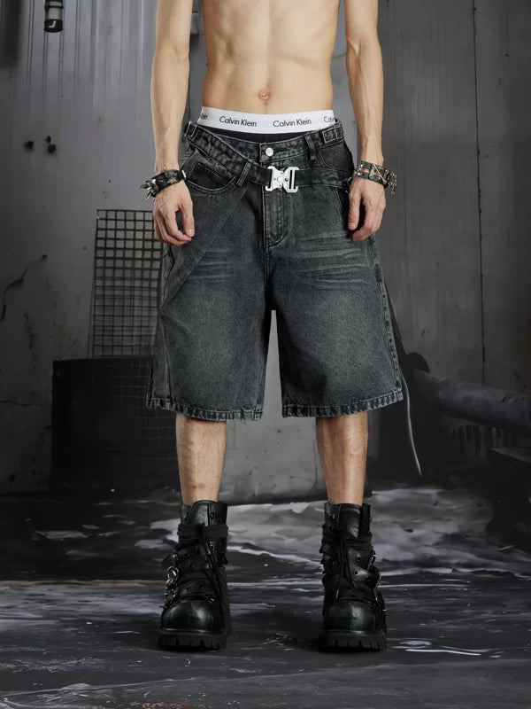 Distressed Wide-Leg Denim Shorts 2