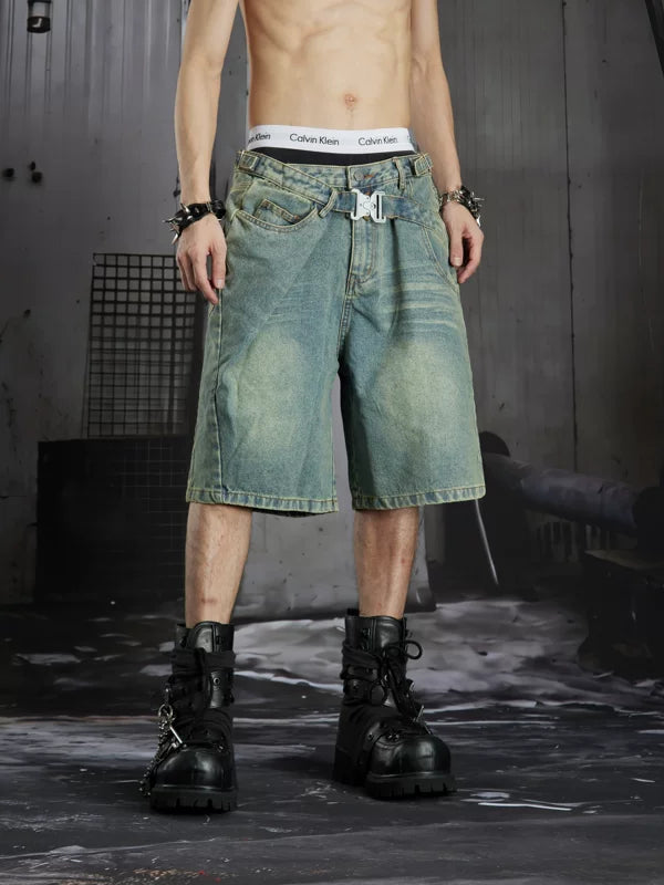 Distressed Wide-Leg Denim Shorts 3