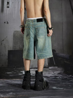 Distressed Wide-Leg Denim Shorts 4