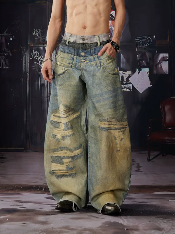 Distressed Wide-Leg Jeans 1