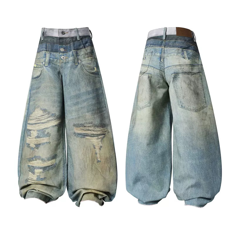 6075662545562,6075662545563,6075662545564,6075662545565, Distressed Wide-Leg Jeans