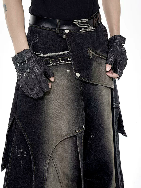 Distressed Wide-Leg Jeans Pants 2