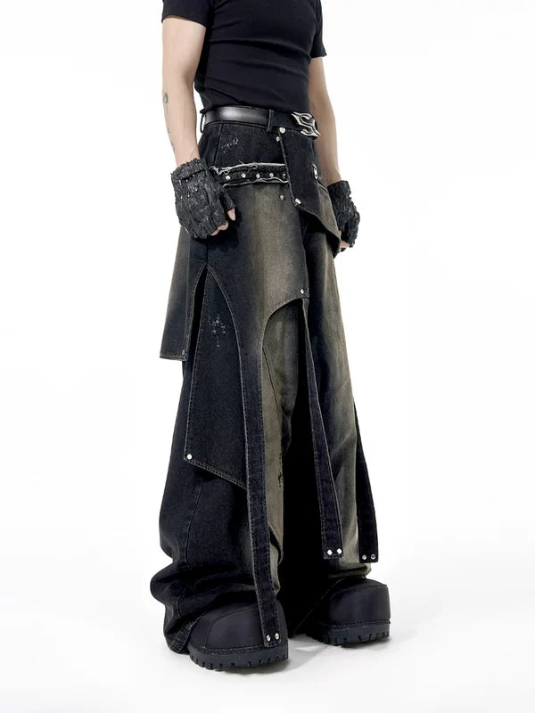 Distressed Wide-Leg Jeans Pants 3