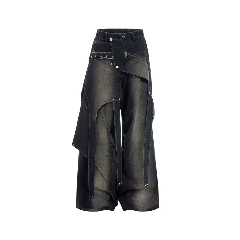 5732890445794,5732890445795,5732890445796,5732890445797, Distressed Wide-Leg Jeans Pants