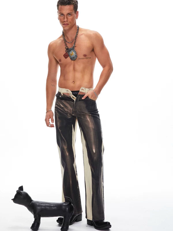 Distressed Wide Leg Leather Pants 1