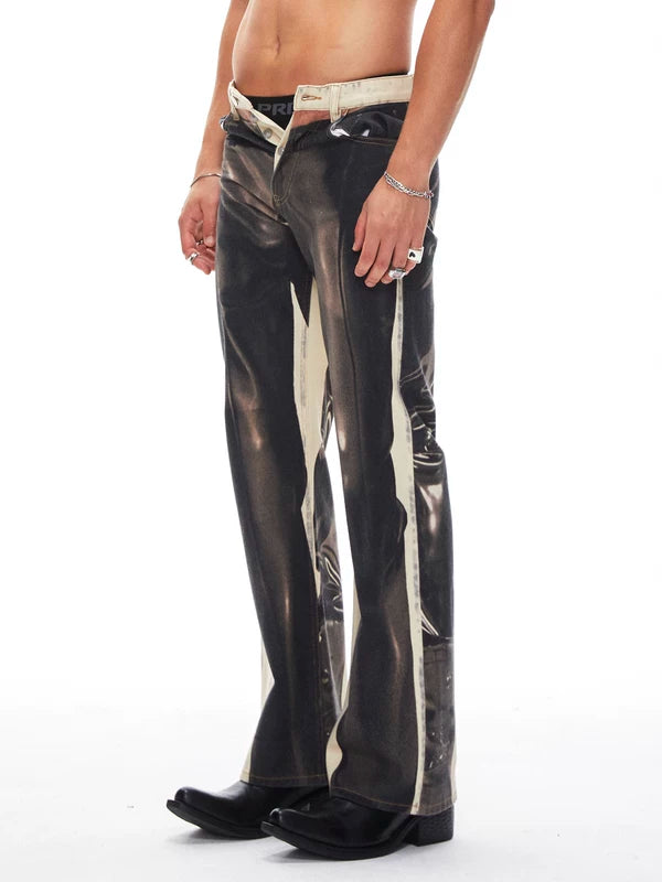 Distressed Wide Leg Leather Pants 2