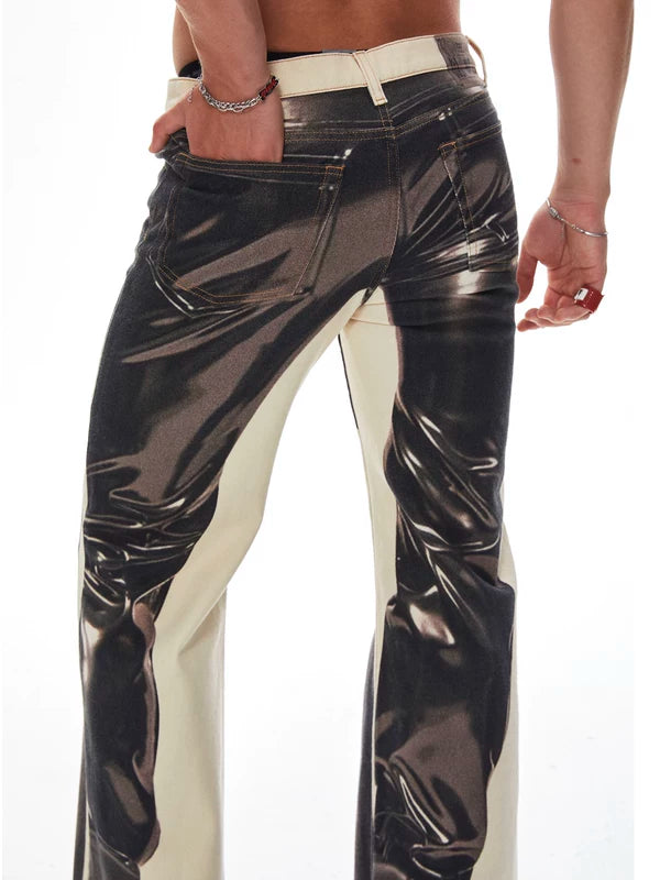 Distressed Wide Leg Leather Pants 3
