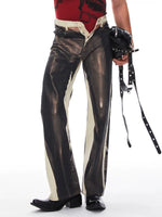 Distressed Wide Leg Leather Pants 4