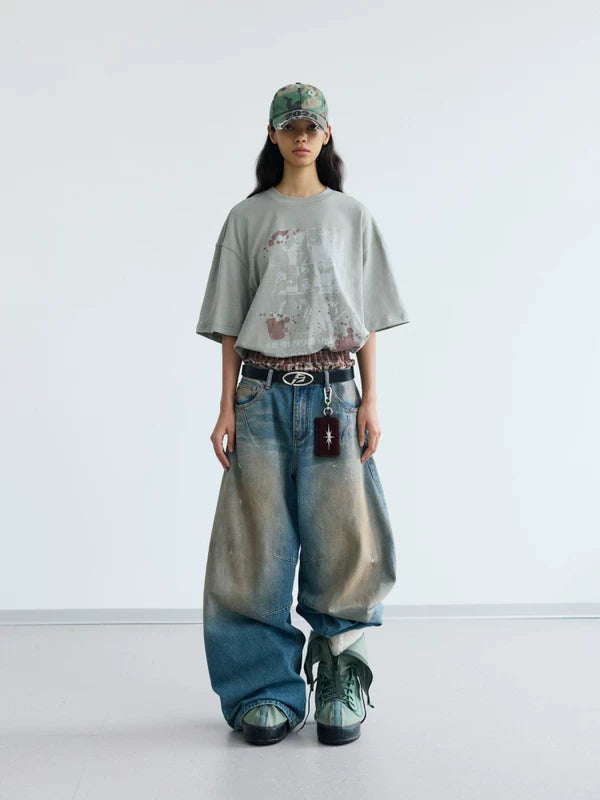 Distressed Wide Leg Loose Fit Jeans Pants 4