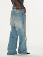 Distressed Wide Leg Motorcycle Denim Pants 3