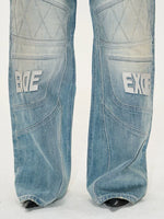 Distressed Wide Leg Motorcycle Denim Pants 4
