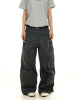 Distressed Wide-Leg Paratrooper Work Pants 2