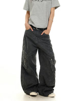 Distressed Wide-Leg Paratrooper Work Pants 4