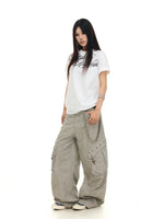 Distressed Wide-Leg Paratrooper Work Pants 5