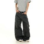 6100528012239,6100528012240,6100528012241,6100528012242,6100528012243, Distressed Wide-Leg Paratrooper Work Pants