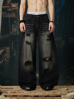 Distressed Wide Leg Ripped Denim Pants 1