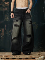 Distressed Wide Leg Ripped Denim Pants 2
