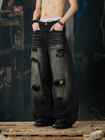 Distressed Wide Leg Ripped Denim Pants 4