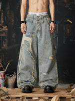 Distressed Wide Leg Streetwear Cargo Jeans Pants 2