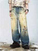 Distressed Wide-Leg Vintage Washed Jeans Pants 2