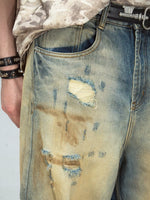 Distressed Wide-Leg Vintage Washed Jeans Pants 3